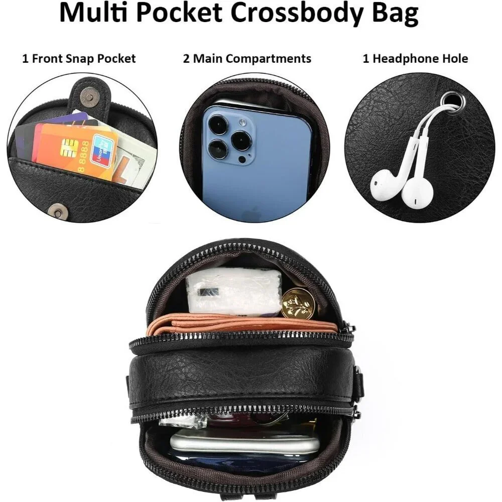 Women Y01 Black Phone Purse Crossbody Bags for Small Travel Wallet Touch Screen